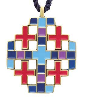Multi-color Jerusalem Cross Pendant - Multi-Color
