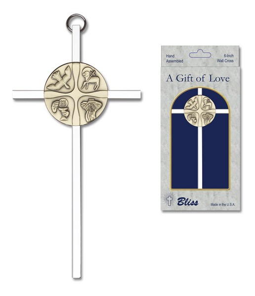 Christian Life Wall Cross 6&quot; - Two-Tone Silver