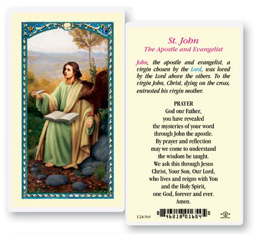 St. John The Evangelist Laminated Prayer Card - 25 Cards Per Pack .80 per card