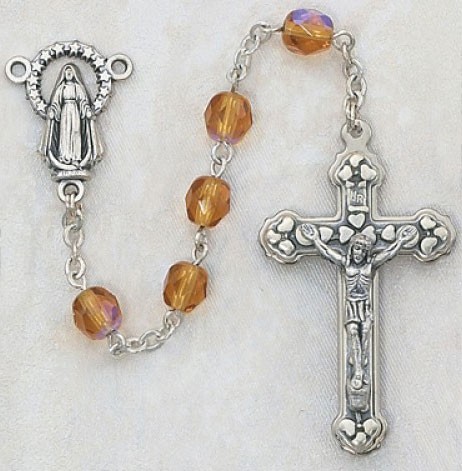 November Birthstone Rosary (Topaz) - Silver Oxidized - Topaz