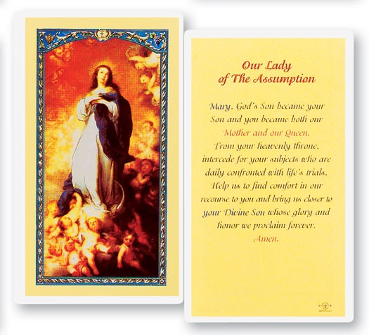 Our Lady of The Assumption Laminated Prayer Card - 25 Cards Per Pack .80 per card