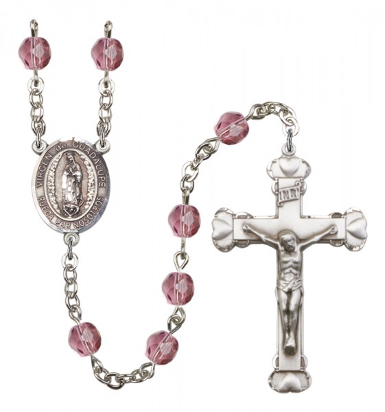 Women's Virgen de Guadalupe Birthstone Rosary - Amethyst