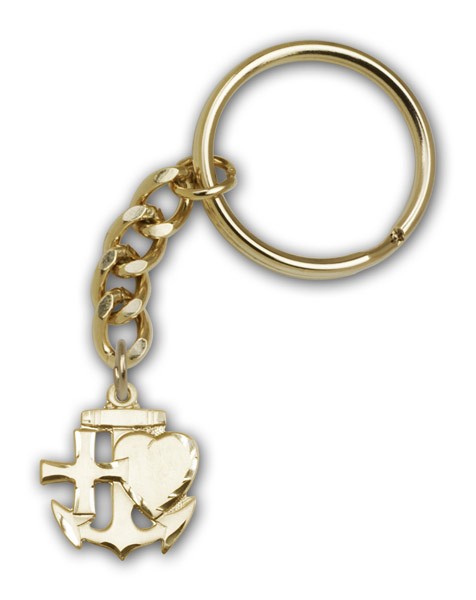 Faith, Hope &amp; Charity Keychain - Antique Gold