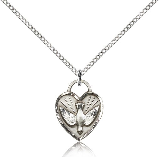 Girl's Heart Shaped Confirmation Pendant - Sterling Silver
