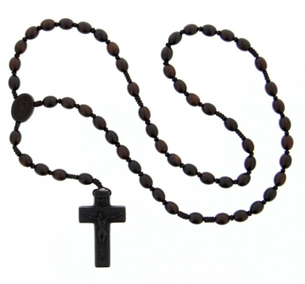 Jujube Dark Wood 5 Decade Rosary - 10mm Oval Beads - Brown