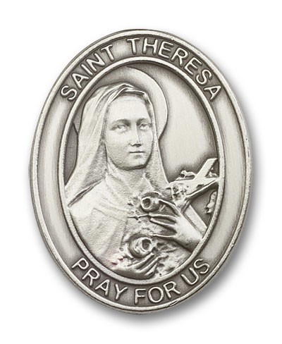 St. Theresa Visor Clip - Antique Silver