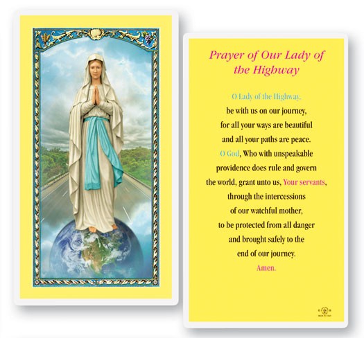Our Lady of The Highway Laminated Prayer Card - 25 Cards Per Pack .80 per card