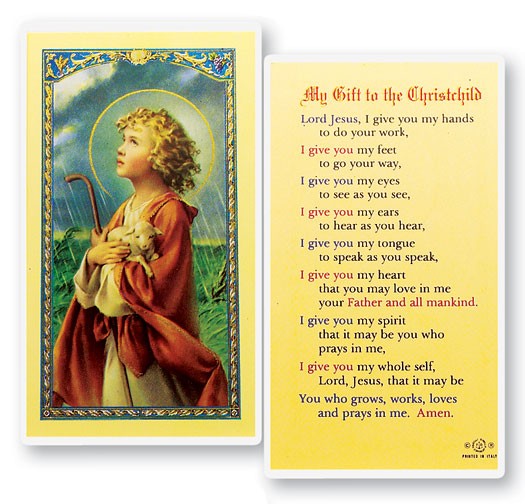 My Gift To The Christ Child Laminated Prayer Card - 25 Cards Per Pack .80 per card