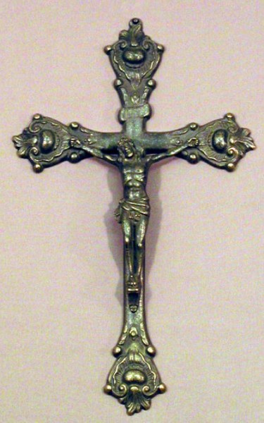 Crucifix in Antiqued Brass - 12.5&quot;H - Brass