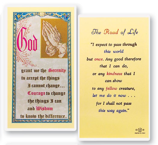 The Road of Life Serenity Laminated Prayer Card - 25 Cards Per Pack .80 per card