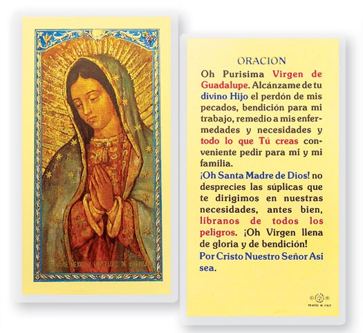 Oracion Oh Purisima Virgen Laminated Spanish Prayer Card - 25 Cards Per Pack .80 per card