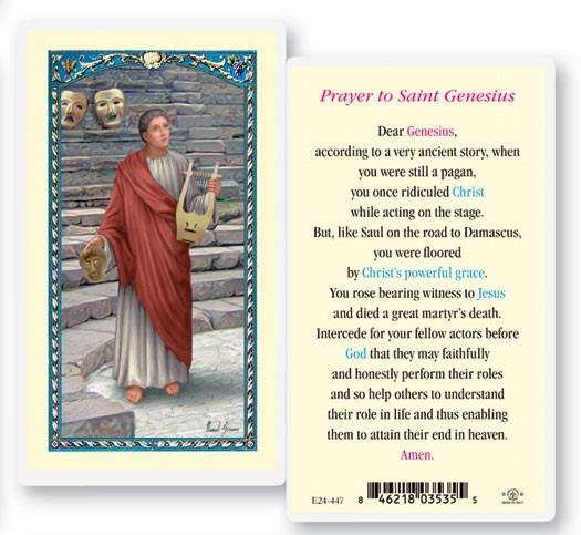 St. Genesius Laminated Prayer Card - 25 Cards Per Pack .80 per card