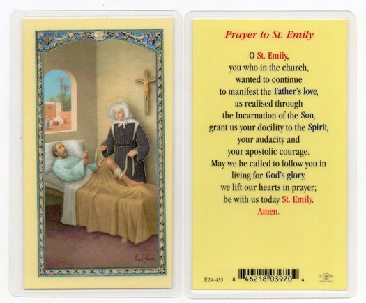 St. Emily Laminated Prayer Card - 25 Cards Per Pack .80 per card