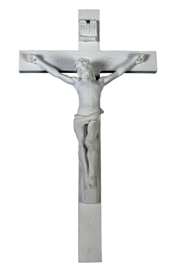 White Resin Wall Crucifix - 10 Inches - White