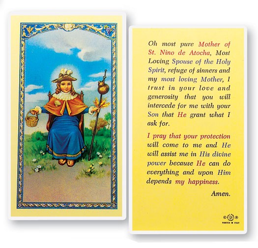 St. Nino of Atocha Holy Laminated Prayer Card - 25 Cards Per Pack .80 per card