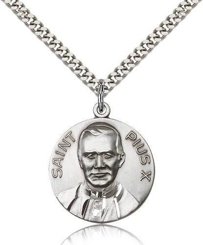 Men's Saint Pius X Medal - Sterling Silver