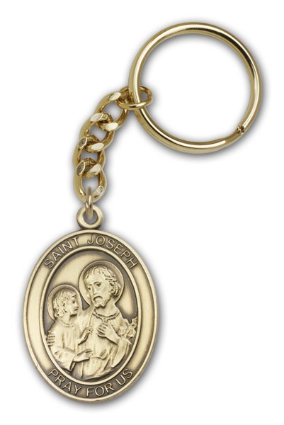 St. Joseph Keychain - Antique Gold