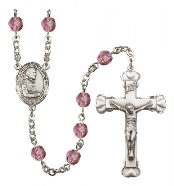 Women's St. Pio of Pietrelcina Birthstone Rosary - Amethyst