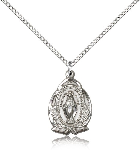 Ribbons and Florets Miraculous Medal - Sterling Silver