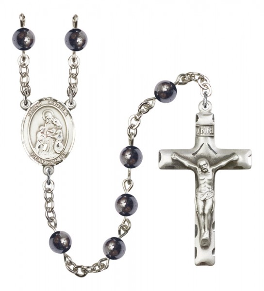 Men's St. Angela Merici Silver Plated Rosary - Gray