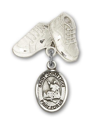 Pin Badge with St. John Licci Charm and Baby Boots Pin - Silver tone