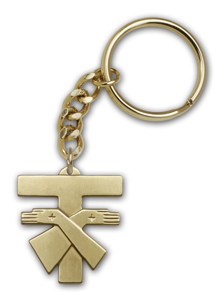 Franciscan Cross Keychain - Antique Gold
