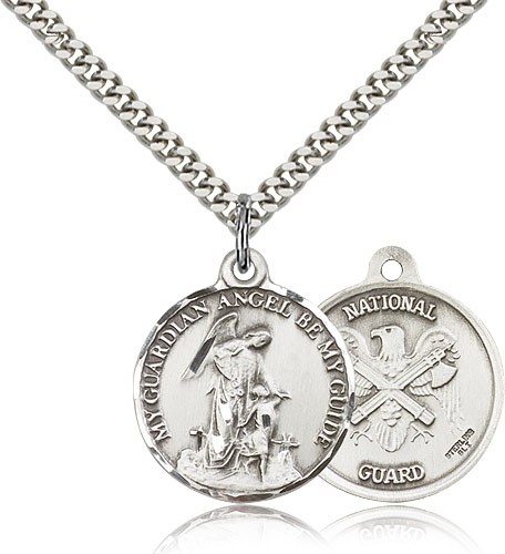 Guardian Angel National Guard Medal - Sterling Silver