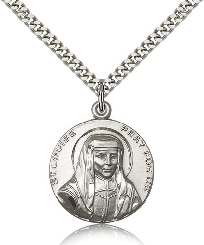 Men's Round St. Louise Medal - Sterling Silver