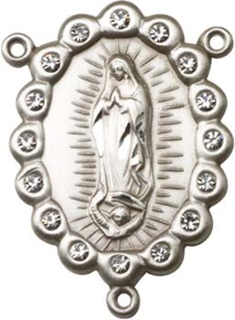 Our Lady of Guadalupe Sterling Silver Rosary Centerpiece - Sterling Silver