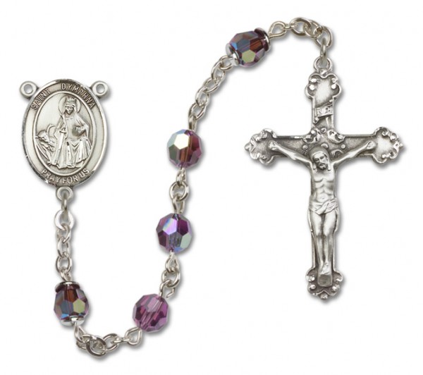 St. Dymphna Sterling Silver Heirloom Rosary Fancy Crucifix - Amethyst