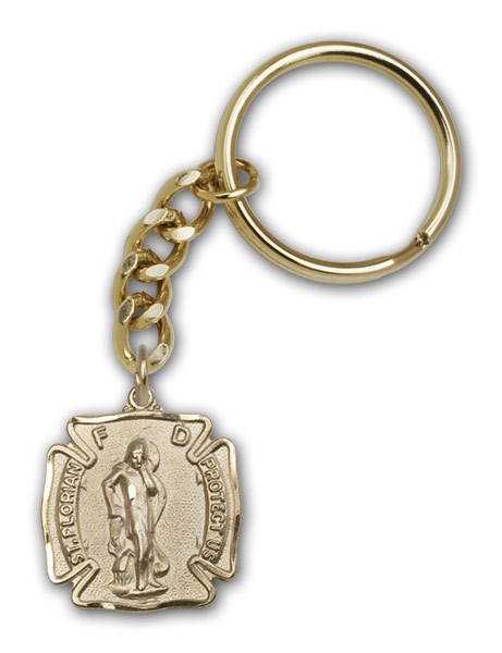 St. Florian Shield Keychain - Antique Gold