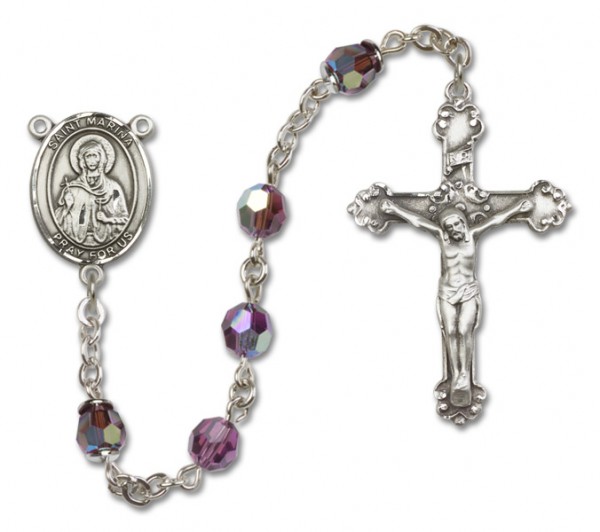 St. Marina Sterling Silver Heirloom Rosary Fancy Crucifix - Amethyst