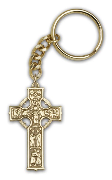 Celtic Cross Keychain - Antique Gold