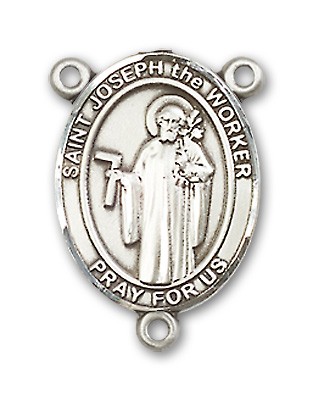 St. Joseph the Worker Rosary Centerpiece Sterling Silver or Pewter - Sterling Silver