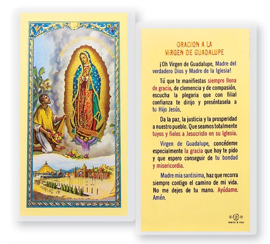 Oracion A La Virgen Guadalupe Laminated Spanish Prayer Card - 25 Cards Per Pack .80 per card
