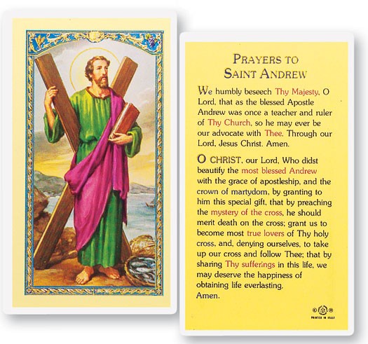 St. Andrew Laminated Prayer Card - 25 Cards Per Pack .80 per card