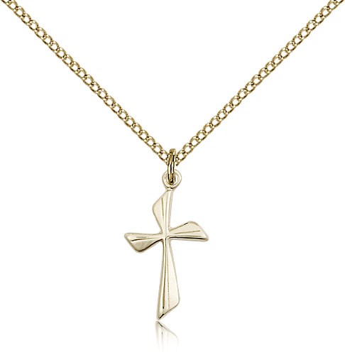 Women's Curved Cross Pendant - 14KT Gold Filled