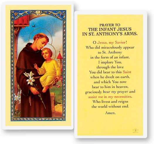 Prayer To Infant Jesus Laminated Prayer Card - 25 Cards Per Pack .80 per card