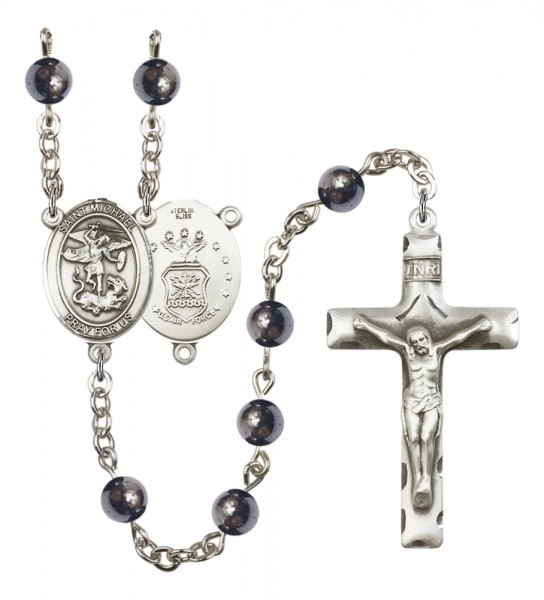 Men's St. Michael Air Force Silver Plated Rosary - Gray