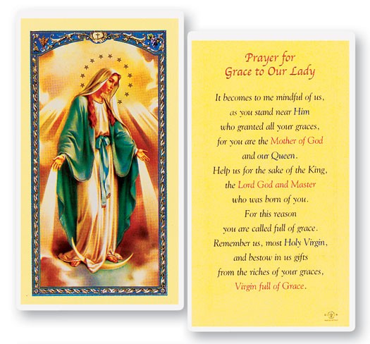 Prayer For Grace Laminated Prayer Card - 25 Cards Per Pack .80 per card