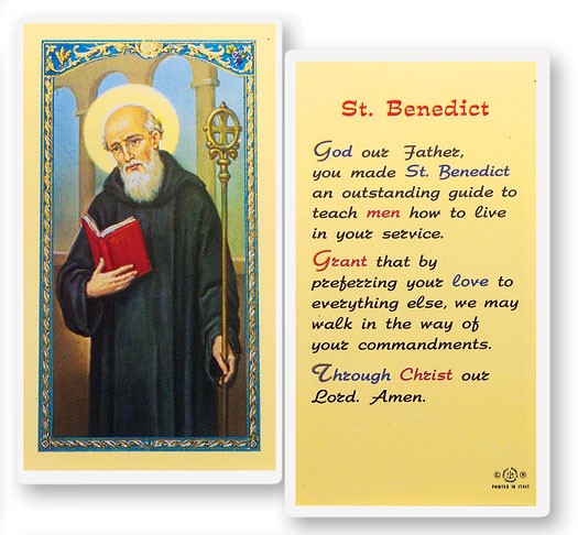 St. Benedict, God Our Father Laminated Prayer Card - 25 Cards Per Pack .80 per card
