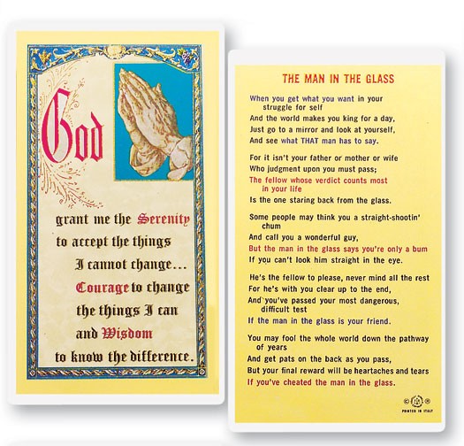 Man In the Glass Laminated Prayer Card - 25 Cards Per Pack .80 per card