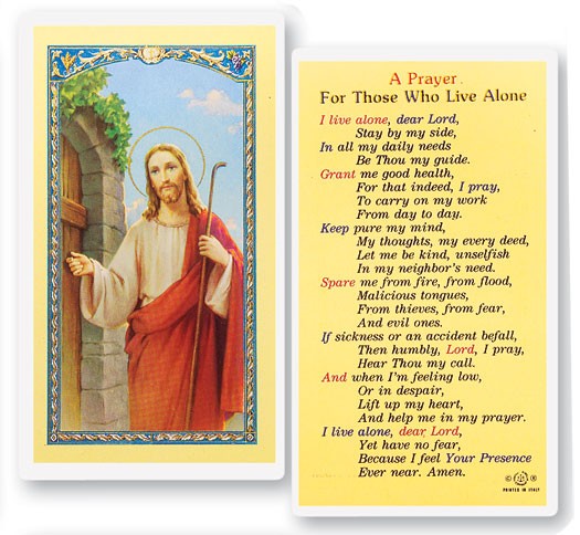 Prayer For Those Who Live Alone Laminated Prayer Card - 25 Cards Per Pack .80 per card