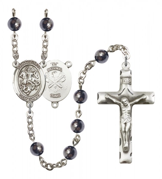 Men's St. George National Guard Silver Plated Rosary - Gray