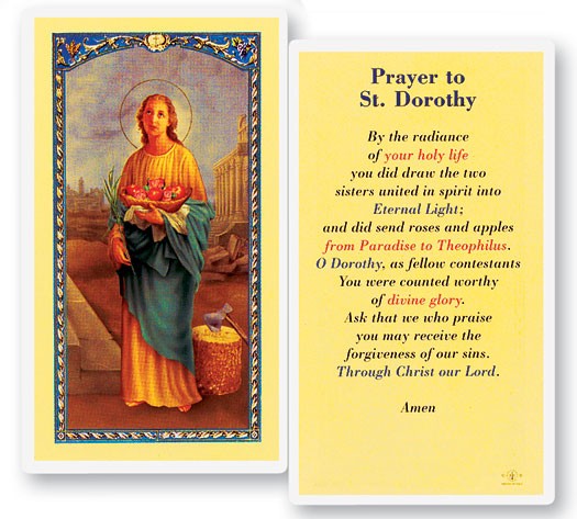 Prayer To St. Dorothy Laminated Prayer Card - 25 Cards Per Pack .80 per card