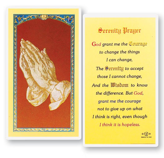 Serenity Laminated Prayer Card - 25 Cards Per Pack .80 per card