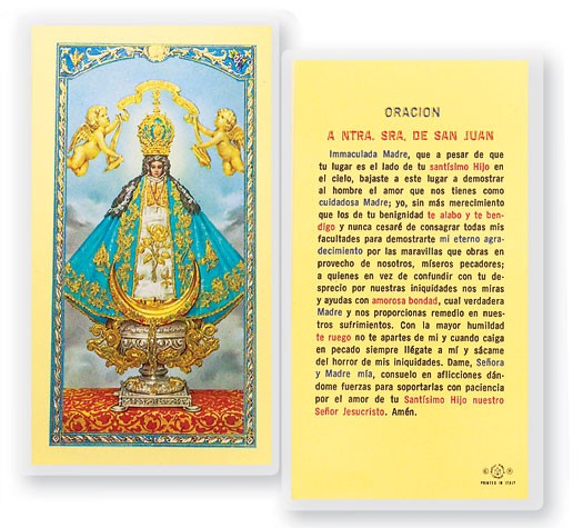 Oracion A Nuestra Senora De San Juan Laminated Spanish Prayer Card - 25 Cards Per Pack .80 per card