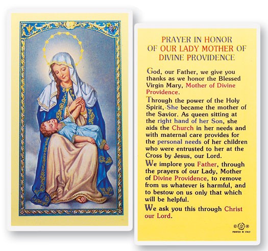 Our Lady of Divine Providence Laminated Prayer Card - 25 Cards Per Pack .80 per card