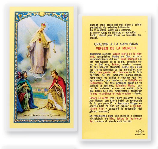 Oracion A Nuestra Senora De La Merced Laminated Spanish Prayer Card - 25 Cards Per Pack .80 per card