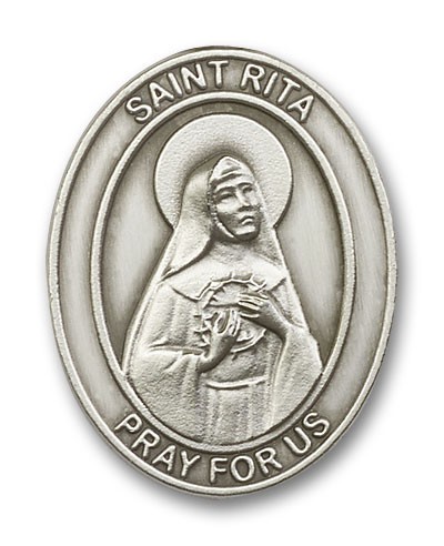 St. Rita of Cascia Visor Clip - Antique Silver